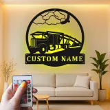 Custom Tow Truck Led Light Metal Wall Art Personalized Gift for Truck Enthusiasts Garage or Man Cave Decor