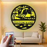Insegna in metallo LED personalizzata Fattoria di Mucche - Regalo per Agricoltori, Decorazione Rustica per Fienile