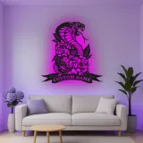 Insegna in metallo personalizzata Cobra e Rose con luce LED Regalo unico per lui Decorazione per Game Room o Man Cave