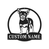 Décoration murale en métal personnalisée Chihuahua avec Rétroéclairage - Cadeau pour Amateurs de Chiens - Décor de Salon