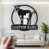 Insegna LED personalizzata con capra | Arte murale in metallo personalizzata per farmhouse e fienile | Regalo per rancher