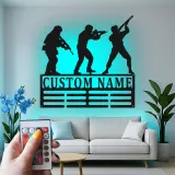 Silueta de soldado personalizada | Decoración mural LED de metal militar a medida | Decoración patriótica para veteranos y familias del ejército