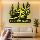 Custom Starfish Metal Sign | LED Ocean Reef Wall Art | Personalized Nautical Decor for Beach House | Coastal Marine Life