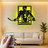 Personalisierte Hockey Spieler LED-Schild | Individuelle Metall-Wandkunst | Spielzimmer Dekor | Geschenk für Athleten