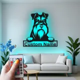 Insegna Personalizzata per Schnauzer | Arte in Metallo LED | Decorazione per Ritratto di Animali | Regalo per Amanti dei Cani