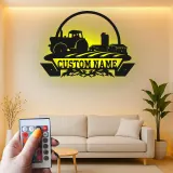 Cartel LED de Tractor de Granja Personalizado | Decoración Mural de Metal Personalizada | Decoración Rústica de Granja para Establo | Regalo Hecho a Mano para Granjeros