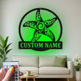 Personalized Starfish LED Metal Sign | Ornate Coastal Wall Art | Custom Nautical Decor for Beach House & Salon