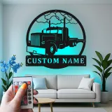 Insegna LED per Camion Semirimorchio Personalizzata | Arte in Metallo per Big Rig | Decorazione per Garage e Man Cave