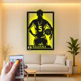 Decorazione murale personalizzata per ragazza calciatrice | Insegna con nome e numero | Decorazione LED in metallo per la camera dell’atleta | Regalo per giocatrice