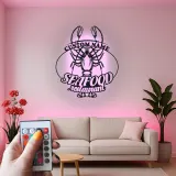 Cartel LED de langosta personalizado | Decoración mural de metal para restaurante de marisco | Decoración náutica personalizada para bar y regalo para cocina costera