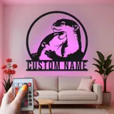 Insegna LED personalizzata con lontra | Arte murale in metallo personalizzata per nursery | Decorazione silhouette animale selvatico | Regalo per amante delle lontre