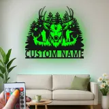 Cartel de metal LED de cazador de ciervos, regalo personalizado para cazadores, decoración rústica de cabaña