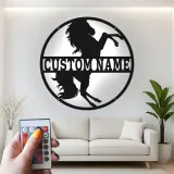 Plaque cheval en métal personnalisée | Décoration murale LED sur mesure pour grange et écurie | Cadeau équestre