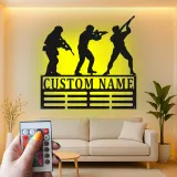 Silueta de soldado personalizada | Decoración mural LED de metal militar a medida | Decoración patriótica para veteranos y familias del ejército