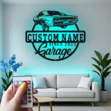 Cartel de metal LED de coche deportivo personalizado Regalo para el garaje para entusiastas de coches Decoración de man cave 8