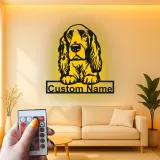 Cartel de metal LED personalizado de Cocker Spaniel - Regalo para amantes de los perros - Decoración para el salón