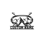 Personalisierte Ski-Goggle Metallkunst | Individuelles LED Bergschild | Winter-Sport Hütten-Dekoration | Geschenk für Skifahrer & Snowboarder