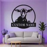 Personalisierte Ziegenschild mit LED | Individuelle Metall-Wandkunst | Modernes Bauernhaus & Ranch Dekor | Geschenk für Ziegenliebhaber