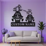 Arte de Metal de Motociclismo Padre e Hijo | Cartel Personalizado LED para Papá | Decoración de Silueta de Rider Personalizada