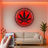Custom Cannabis Leaf Led Light Metal Wall Art Personalized Gift for Greenhouse Enthusiasts Home Decor