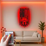 Custom Pitbull American Flag Led Light Metal Wall Art Personalized Dog Lover Gift Patriotic Home Decor