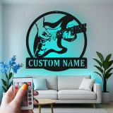 Custom Guitar Player LED Sign | Personalized Metal Wall Art for Music Room & Studio Decor | Gift for Musician