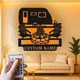 Cartel de metal LED Camper personalizado Regalo de camping para entusiastas del aire libre Decoración de patio de RV