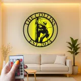 Arte Murale LED in Metallo Lineman | Insegna Personalizzata per Lavoratore del Settore Elettrico con Luci RGB | Decorazione e Regalo per Nome di Elettricista