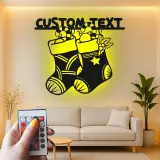 Décoration murale en métal LED personnalisée pour les chaussettes de Noël