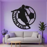 Insegna LED Personalizzata Calciatore | Insegna in Metallo Personalizzata | Decorazione per Stanza Teen e Regalo per Atleta