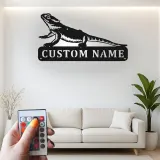 Personalisierte Metalltafel für Bartagame | LED-beleuchtete Reptil-Wandkunst | Individuelles Haustier-Schild | Einzigartiges Geschenk für Echsenliebhaber