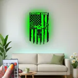 Cartel de metal personalizado con calavera de ciervo y bandera americana, regalo único para cazadores, decoración rústica para cabañas o man cave
