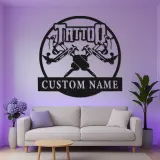 Custom LED Tattoo Shop Sign | Crossed Machines Metal Wall Art | Personalized Studio Decor | Unique Gift for Tattoo Artist