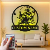 Décoration murale en métal personnalisée avec corbeau et rétroéclairage LED, cadeau pour les amoureux des oiseaux, décoration pour salon ou bureau