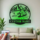 Arte murale in metallo con elicottero personalizzato | Decorazione aeronautica con luce LED | Insegna con nome per pilota | Regalo per aeromobile militare