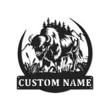 Décoration murale en métal LED personnalisée Bison Cadeau faunique pour les amoureux de la nature Décor de chalet ou de lodge