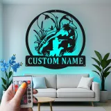 Insegna in metallo personalizzata con luce LED caccia anatre regalo per cacciatori decorazione per man cave o baita 1
