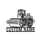 Señal de rodillo de carretera personalizada | Arte mural de metal personalizado | Decoración de equipo pesado para garaje o man cave | Luz LED de vehículo de construcción