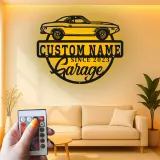 Cartel de metal LED de coche deportivo personalizado regalo para entusiastas de coches decoración de garaje