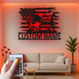 Insegna in metallo LED personalizzata per cacciatori di archi - Regalo per appassionati di tiro con l'arco - Decorazione per man cave o garage