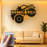 Personalized Monster Truck LED Metal Sign | Custom Name Wall Art | Garage Decor, Man Cave & Gift for Truck Lovers
