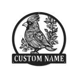 Décoration murale en métal personnalisée avec oiseau cardinal et rétroéclairage LED - Cadeau pour amoureux de la nature - Décor pour salon ou jardin