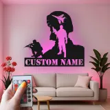 Personalisierter Soldat Silhouette Metall Schild | LED Militär Wandkunst | Benutzerdefinierte Veteranen Namensplakette | Patriotische Army Deko