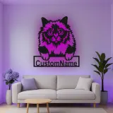 Cartel de metal LED de gato persa personalizado, regalo para amantes de mascotas, decoración para dormitorio o sala de estar