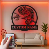 Cartel de metal personalizado con luz LED de camaleón, regalo único para amantes de reptiles, decoración única para salón