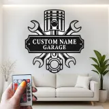 Personalisierte Garage LED-Schild | Individuelle Metall-Wandkunst für Mechaniker | Geschenk für Autoliebhaber