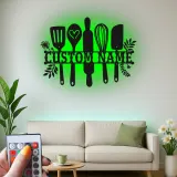 Cartel de metal LED personalizado de utensilios de cocina, regalo para chefs, decoración de cocina para entusiastas de la cocina