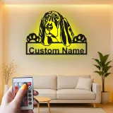 Personalisierte Bloodhound Led-Beleuchtung Metall-Wandkunst Geschenk für Hundeliebhaber Wohnzimmer Haustier-Dekoration