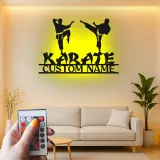Insegna LED personalizzata per Karate | Arte in metallo per arti marziali | Decorazione per dojo e studio domestico per combattenti cintura nera