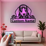 Cartel de metal LED personalizado de Dachshund, regalo para amantes de los perros, decoración para el salón 1